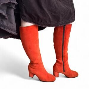 Orange suede knee high boots women's size 6.5 vintage 90s boots